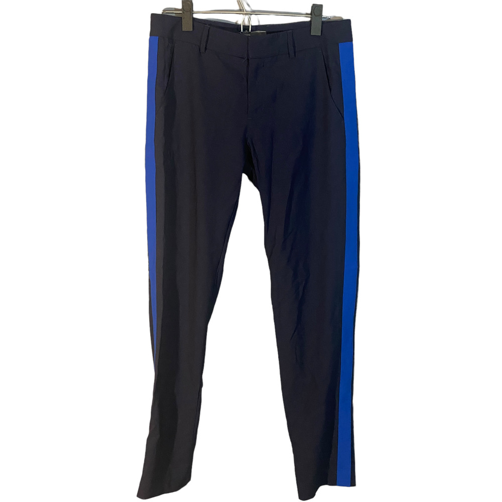 Vince Dark Blue Stripe Panel Wool Blend Stretch Career Pants Women Sz 4